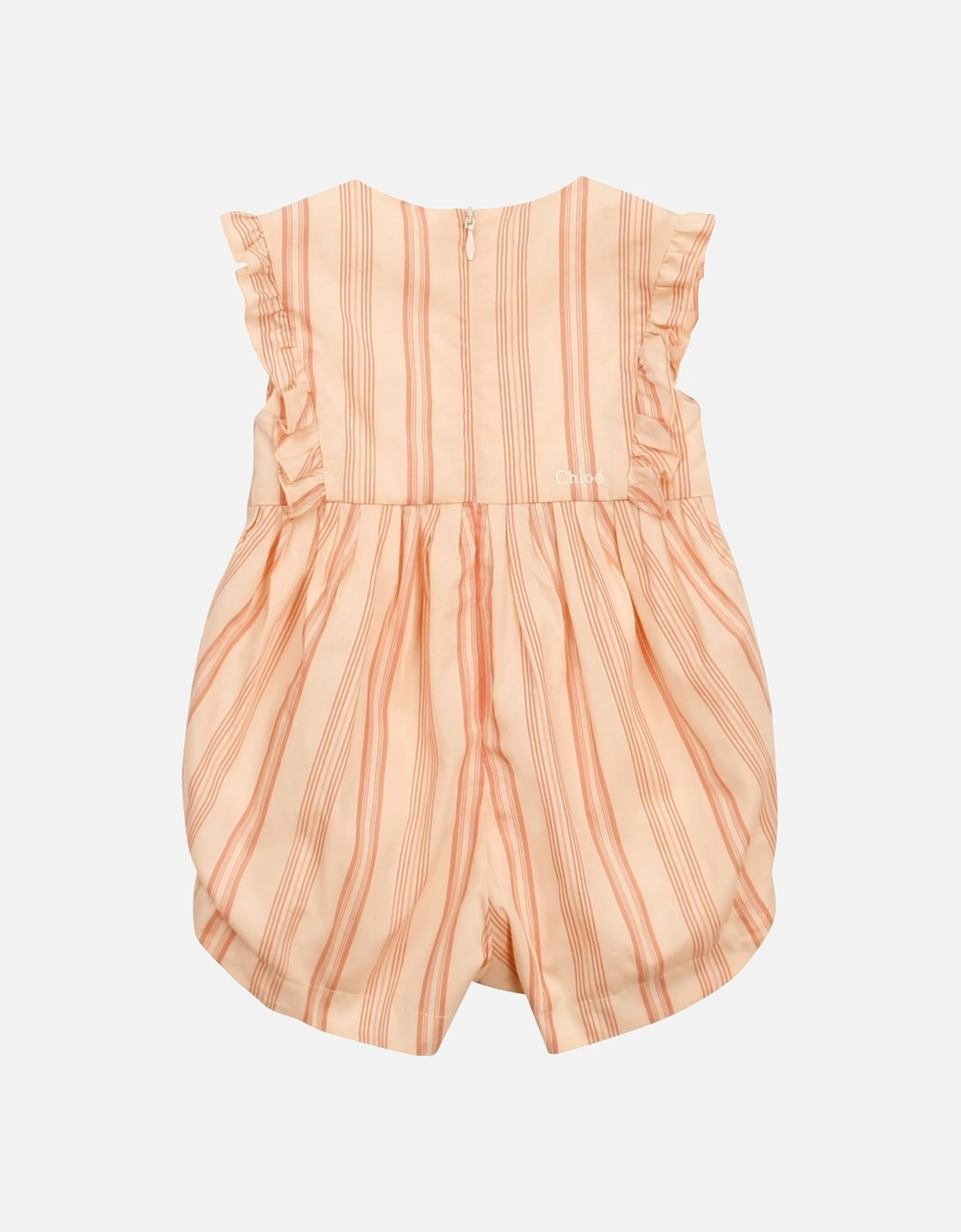 Girls Pink Striped Cotton Playsuit