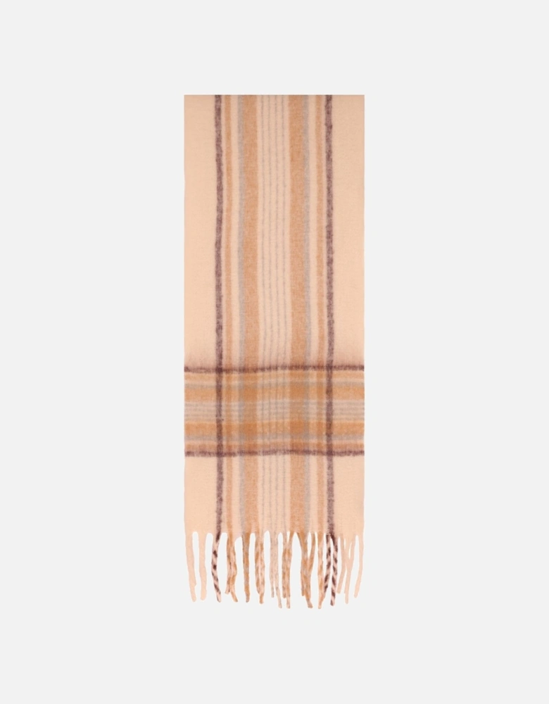 Peach Tartan Tassel Scarf