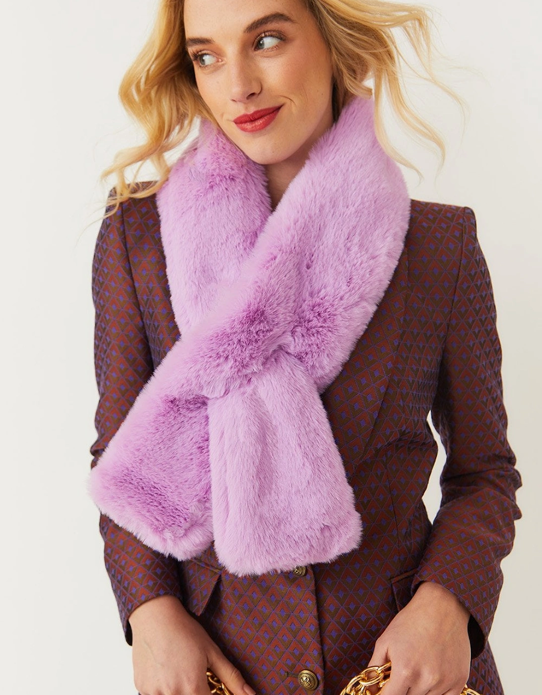 Faux Fur Scarf in Purple