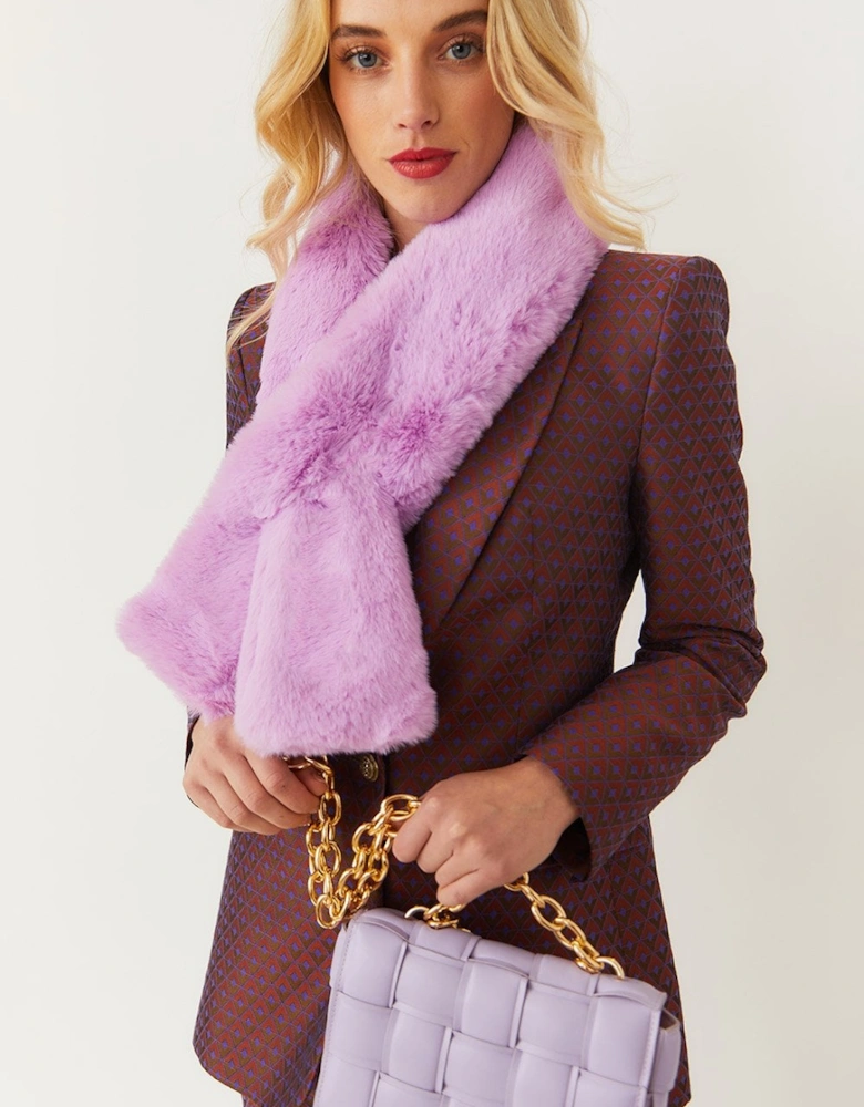 Faux Fur Scarf in Purple