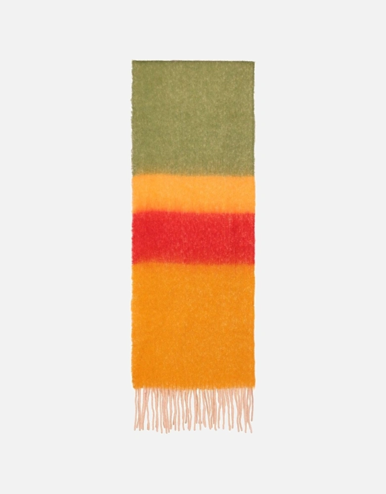 Cashmere Oversized Striped Scarf in Yellow and Blue