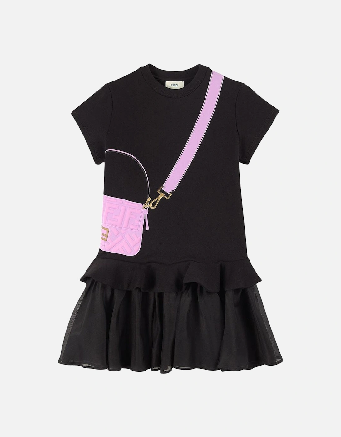 Girls Trompe L´oeil Baguette Bag Dress Black, 3 of 2