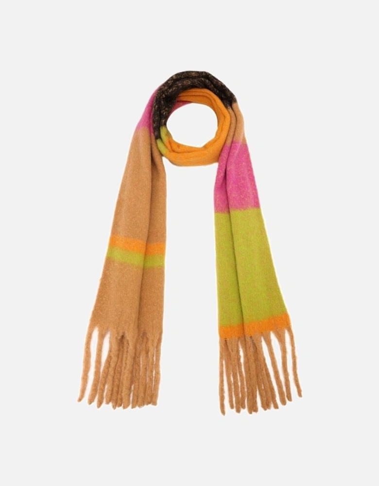 Cashmere Oversized Striped Scarf in Multi Tones