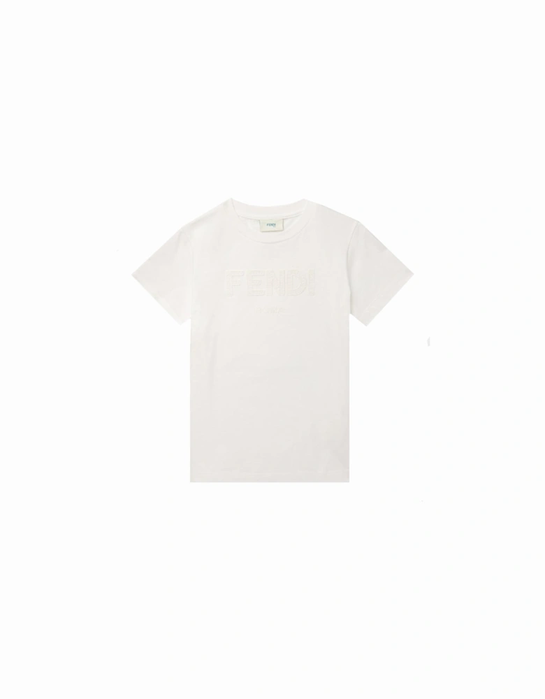 Boys Knitted Logo T shirt White