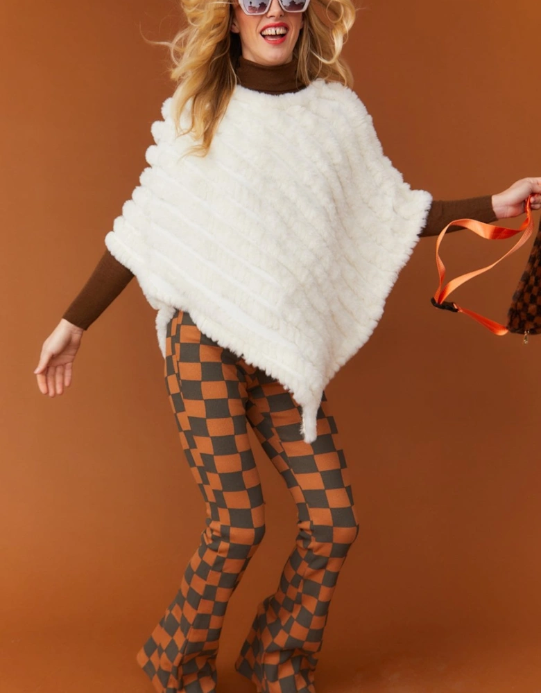 White Faux Fur Poncho