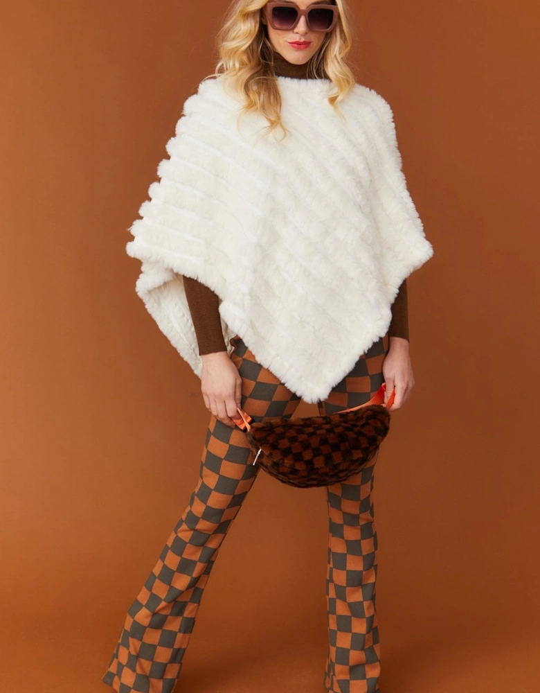 White Faux Fur Poncho