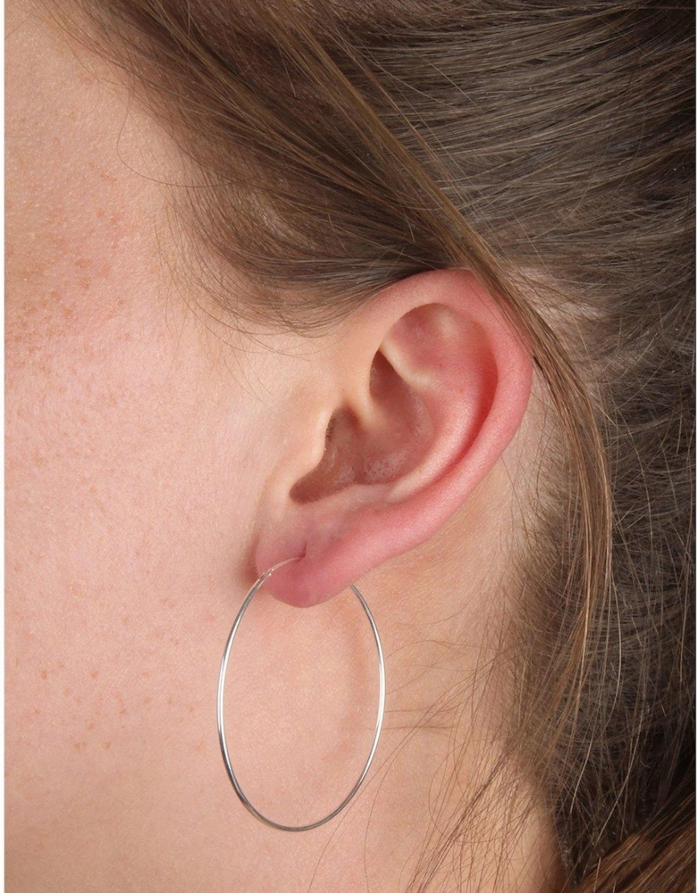 Sterling Silver 40mm Large Sleeper Slim Hoop Earrings
