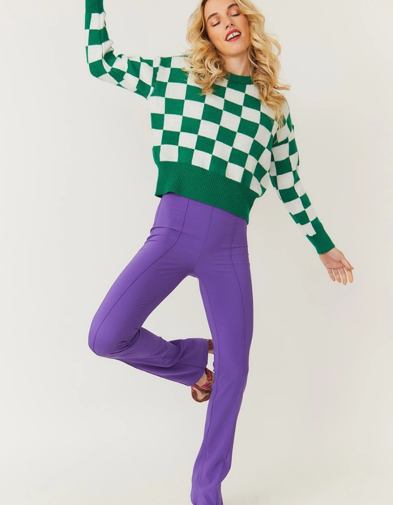 Check Green and White Cashmere Jumper