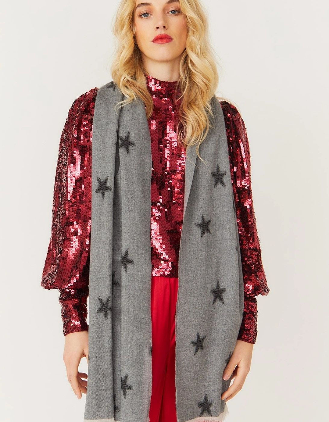 Cashmere Blend Star Design Scarf / Wrap