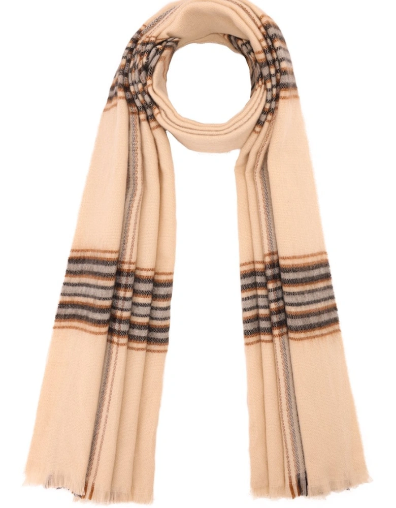 Cream and Grey Cashmere Blend Check Scarf