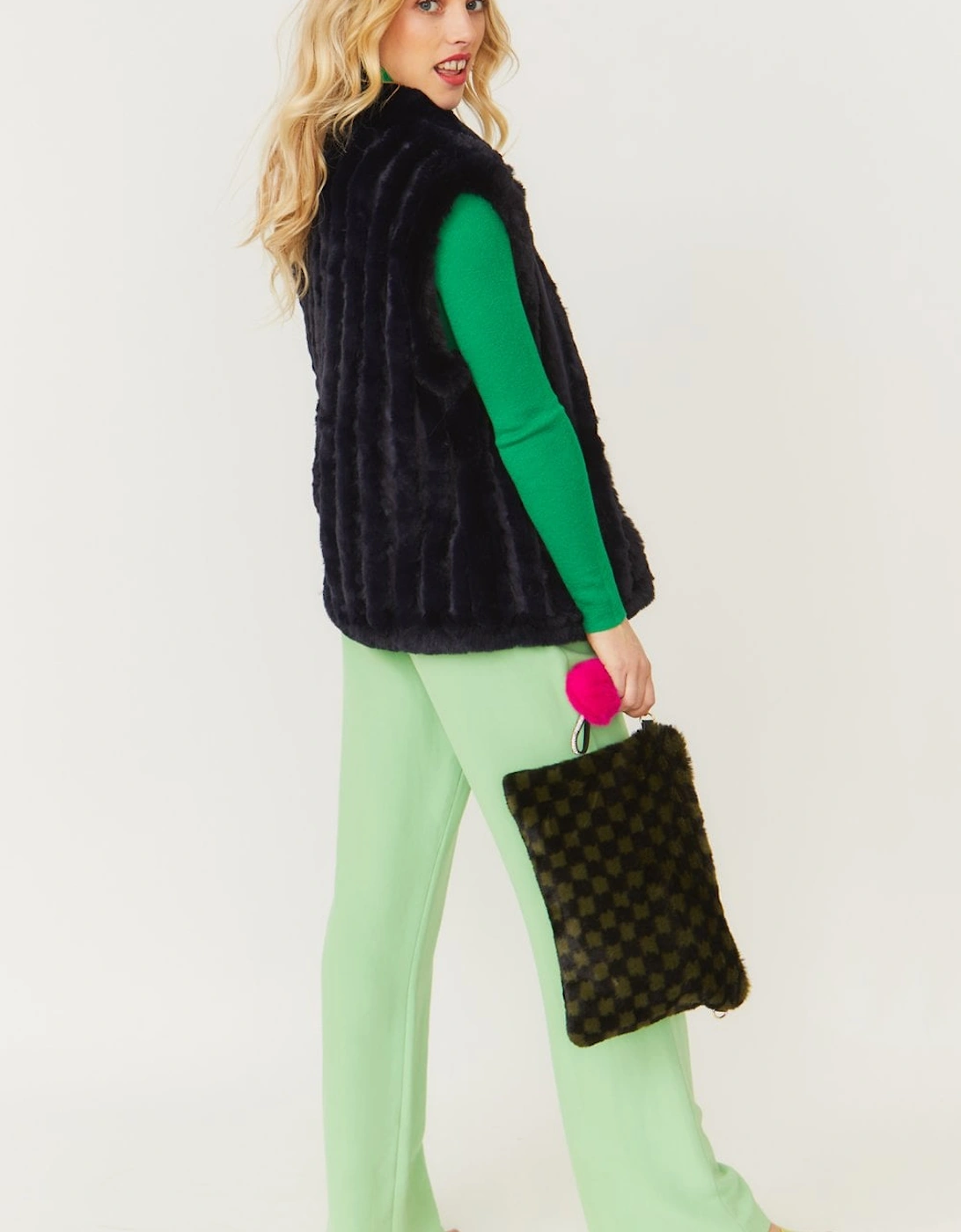 Green Luxury Faux Fur Bag