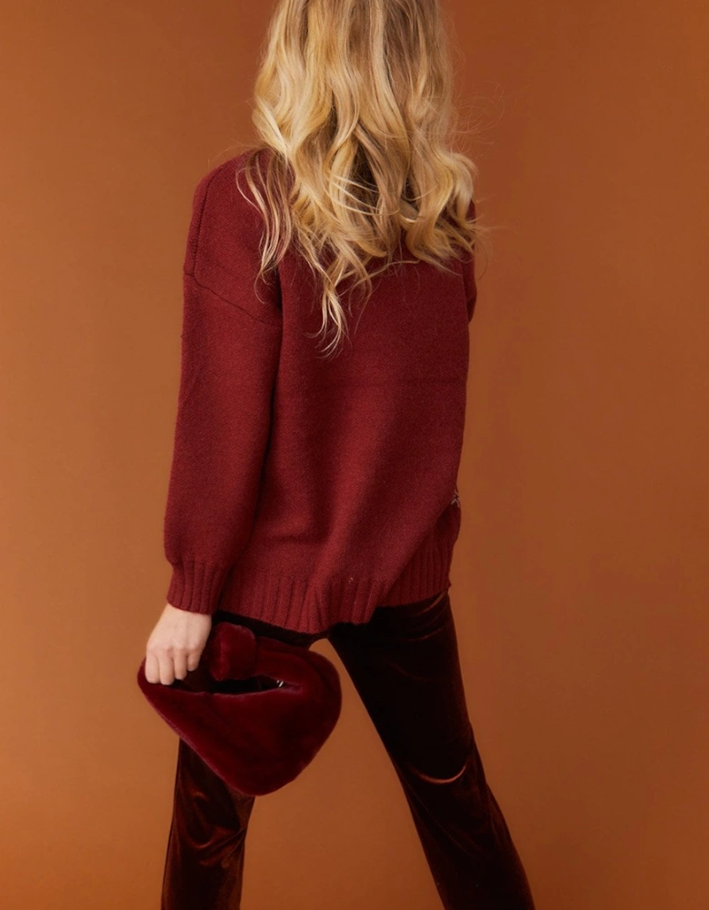 Burgundy Cashmere & Wool Blend Christmas Jumper