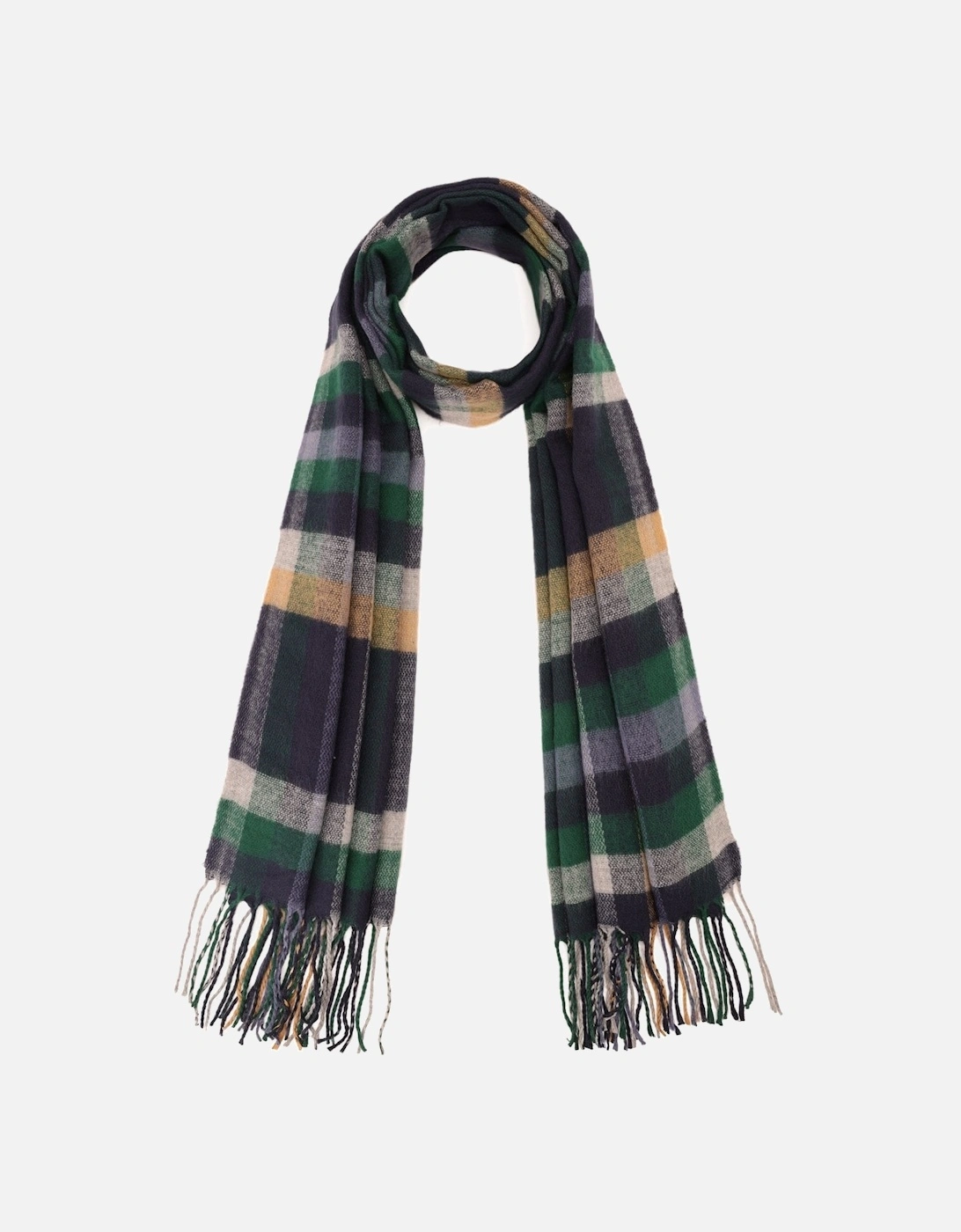 Navy and Green Cashmere Blend Check Scarf, 3 of 2