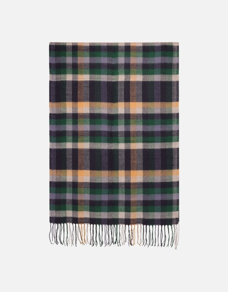 Navy and Green Cashmere Blend Check Scarf