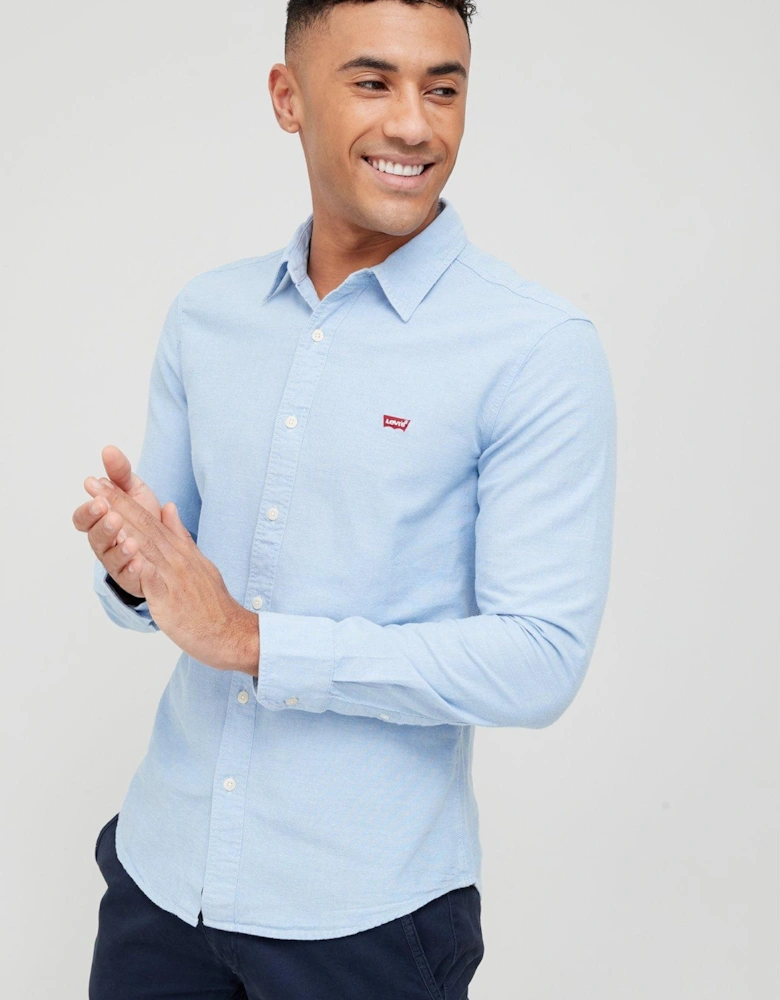 Slim Fit Embroidered Logo Oxford Shirt - Light Blue