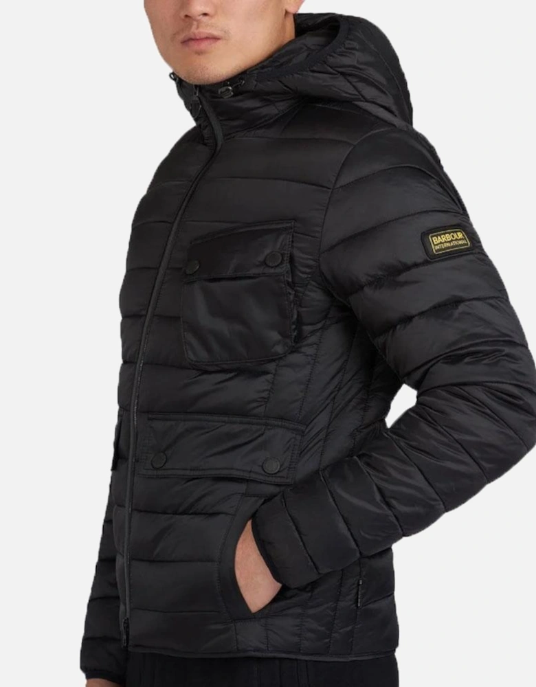 International Mens Ouston Hooded Slim Quilted Jacket - Black