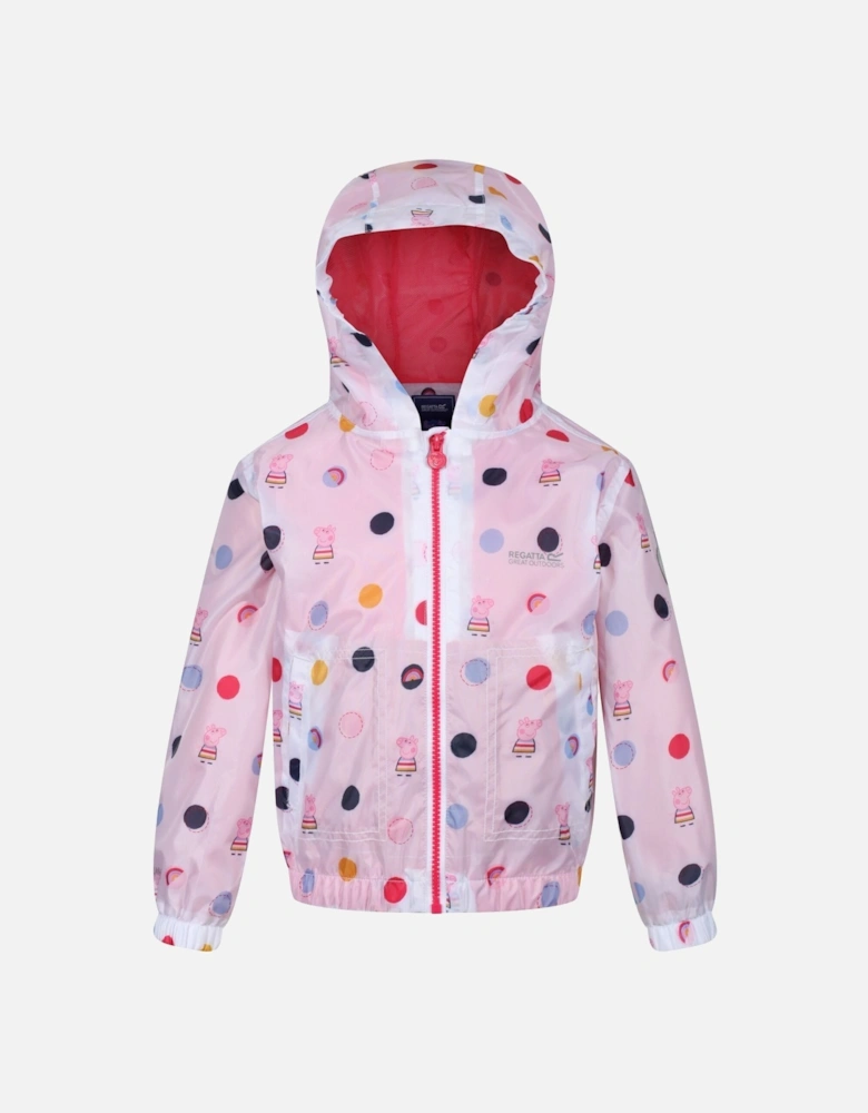 Childrens/Kids Peppa Pig Polka Dot Hooded Waterproof Jacket