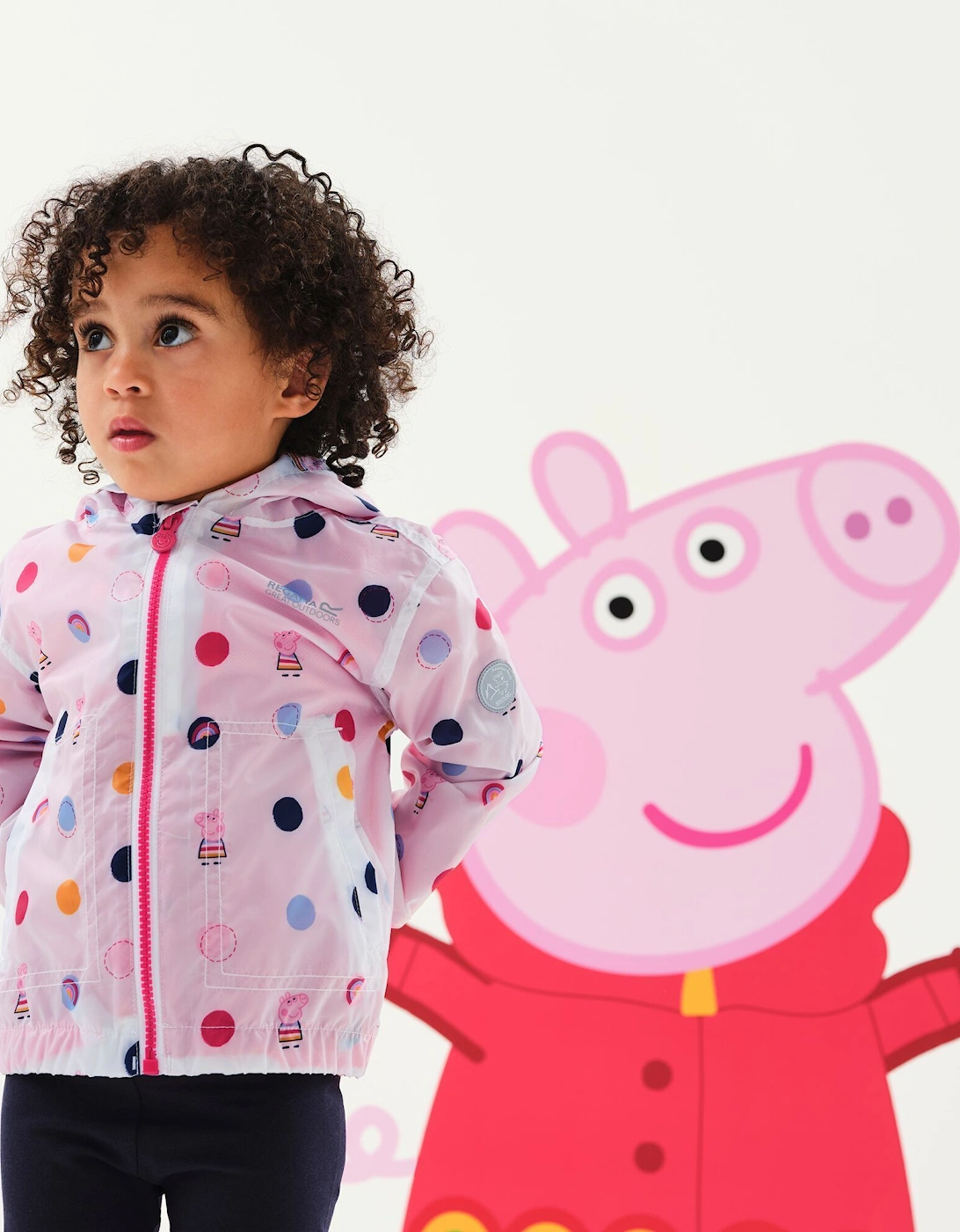 Childrens/Kids Peppa Pig Polka Dot Hooded Waterproof Jacket