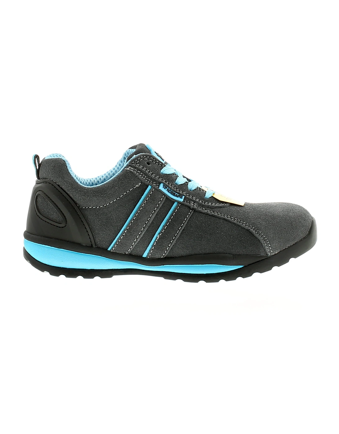Womens Safety Trainers Barge Leather Lace Up grey blue UK Size