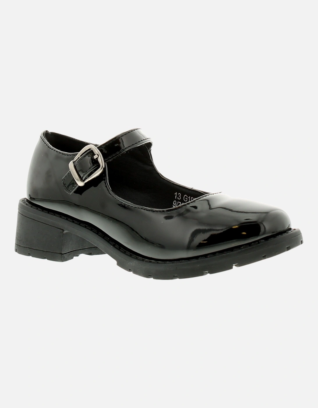 Girls Shoes School Dolly Buckle black patent UK Size, 6 of 5