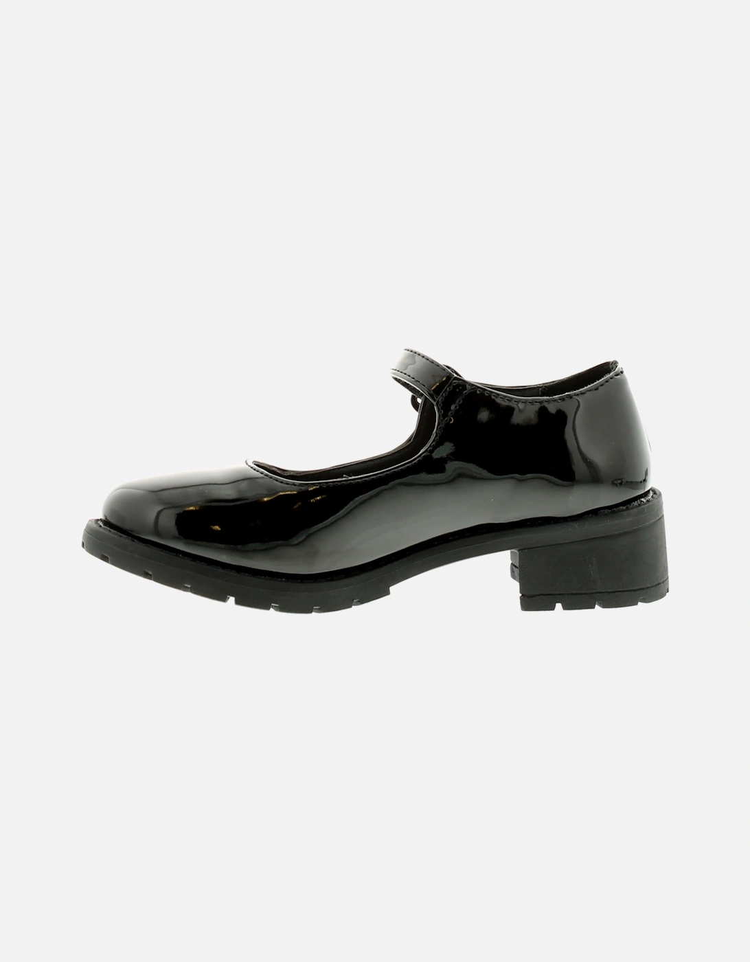 Girls Shoes School Dolly Buckle black patent UK Size