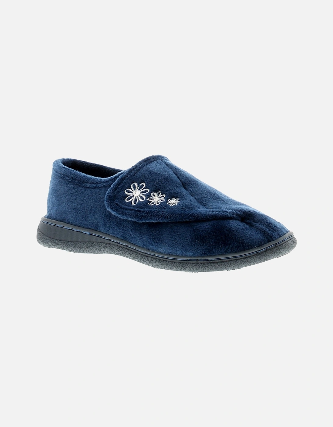 Womens Slippers Aloha Touch Fastening navy UK Size, 6 of 5
