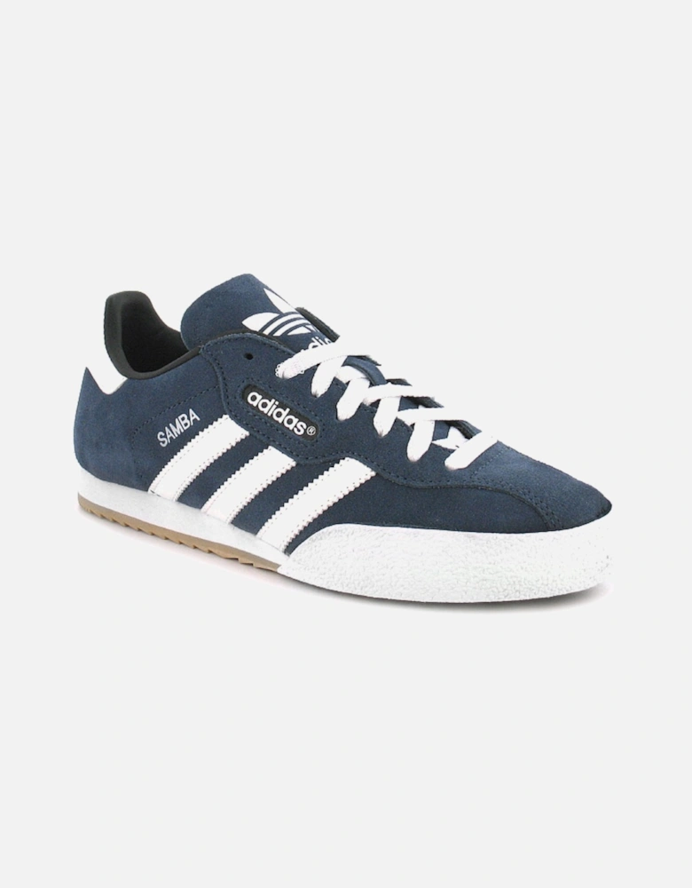 Mens Trainers Samba Super Suede Leather Lace Up navy white UK S