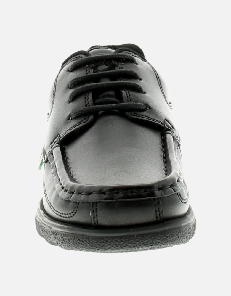 Boys School Shoes Fragma Lace 3 Junior Leather Lace Up black UK Size