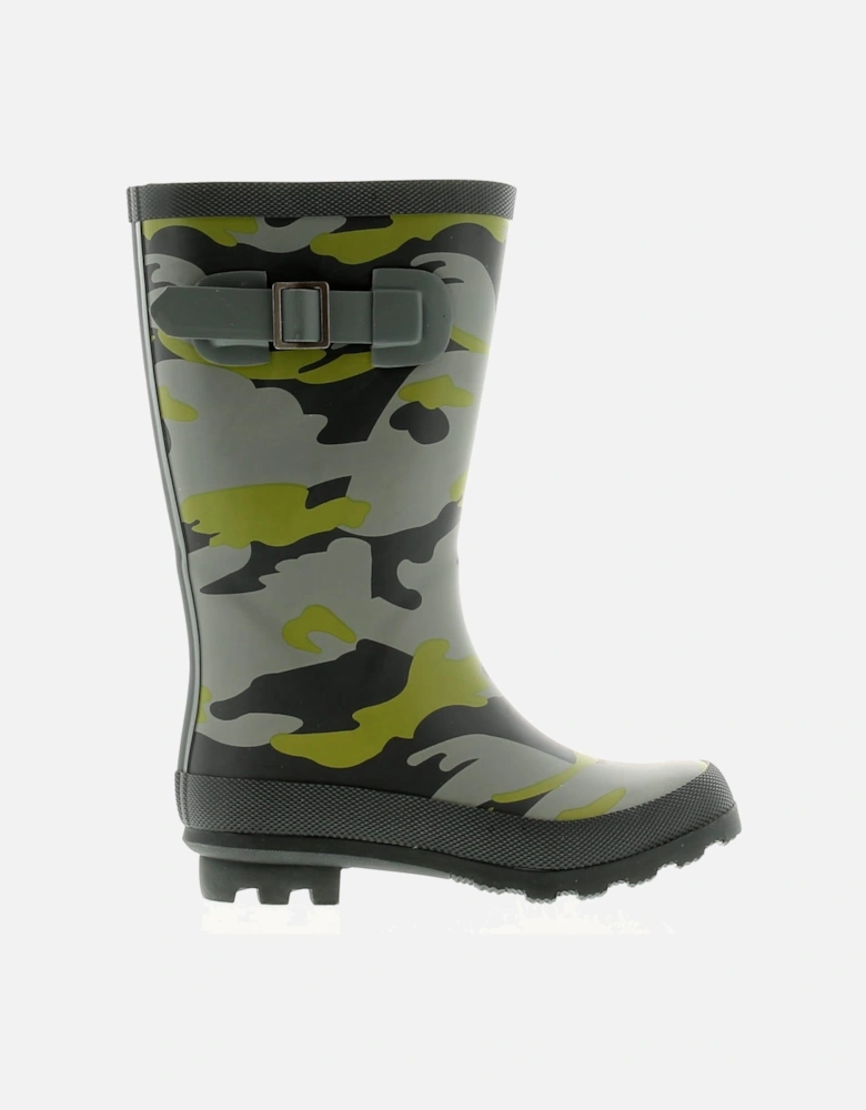 Childrens Wellies Camouflage Slip On green camo UK Size