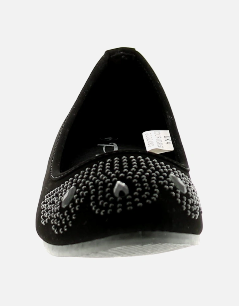 Womens Shoes Wedges Diamante Tasha 2 Slip On black UK Size