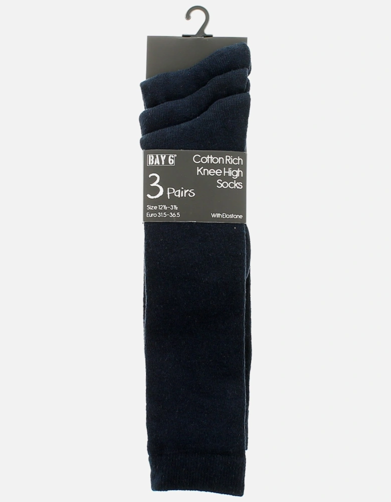 Girls Knee High Socks 3pk blue UK Size