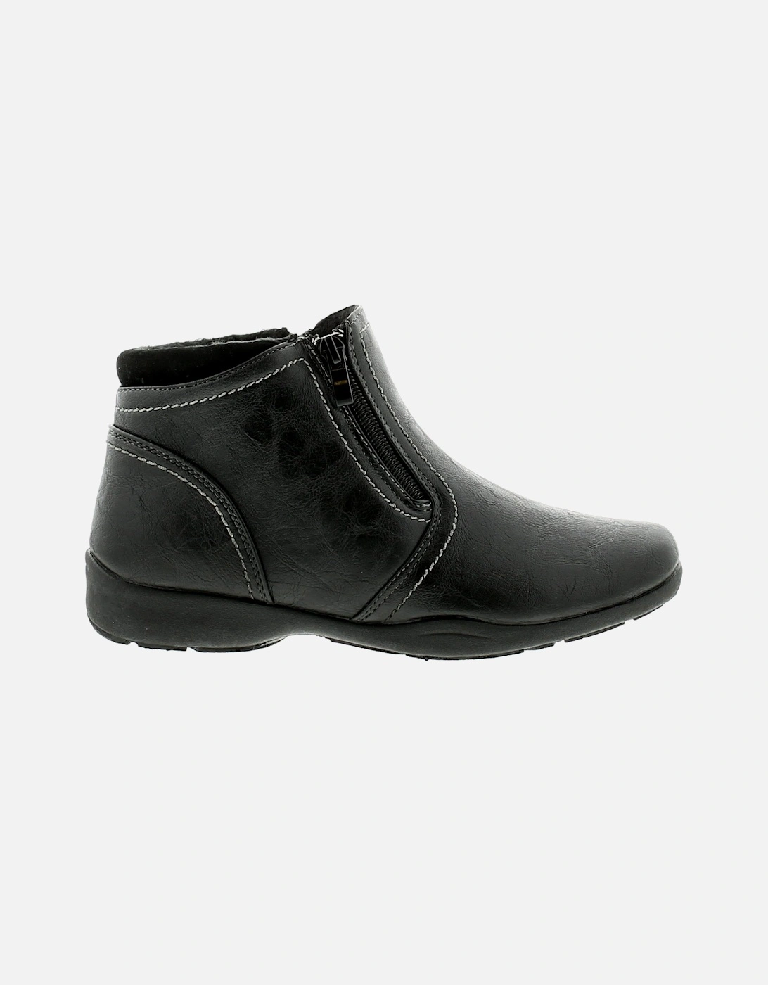 Womens Boots Ankle Anni pu Zip Fastening black UK Size