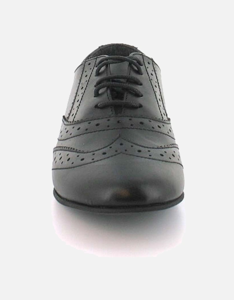 Womens Shoes Flat Aaliyah Leather Lace Up black UK Size