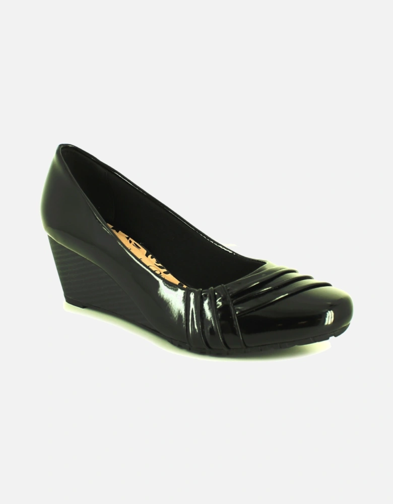 Womens Shoes Wedges Cortez Slip On black patent UK Size