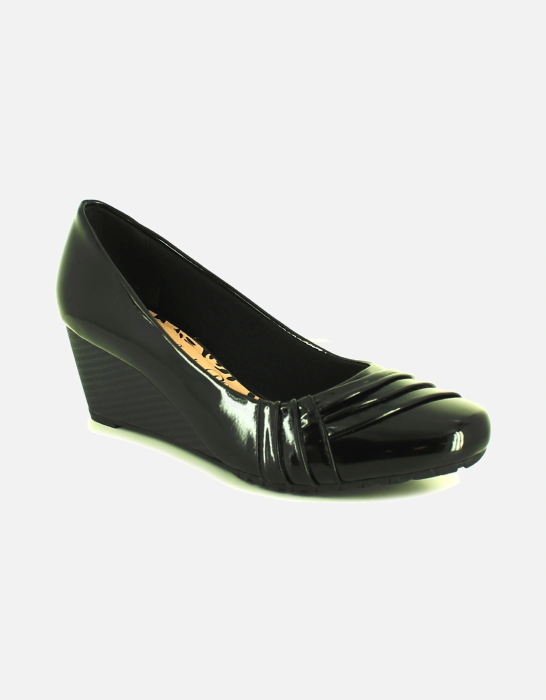 Womens Shoes Wedges Cortez Slip On black patent UK Size, 6 of 5