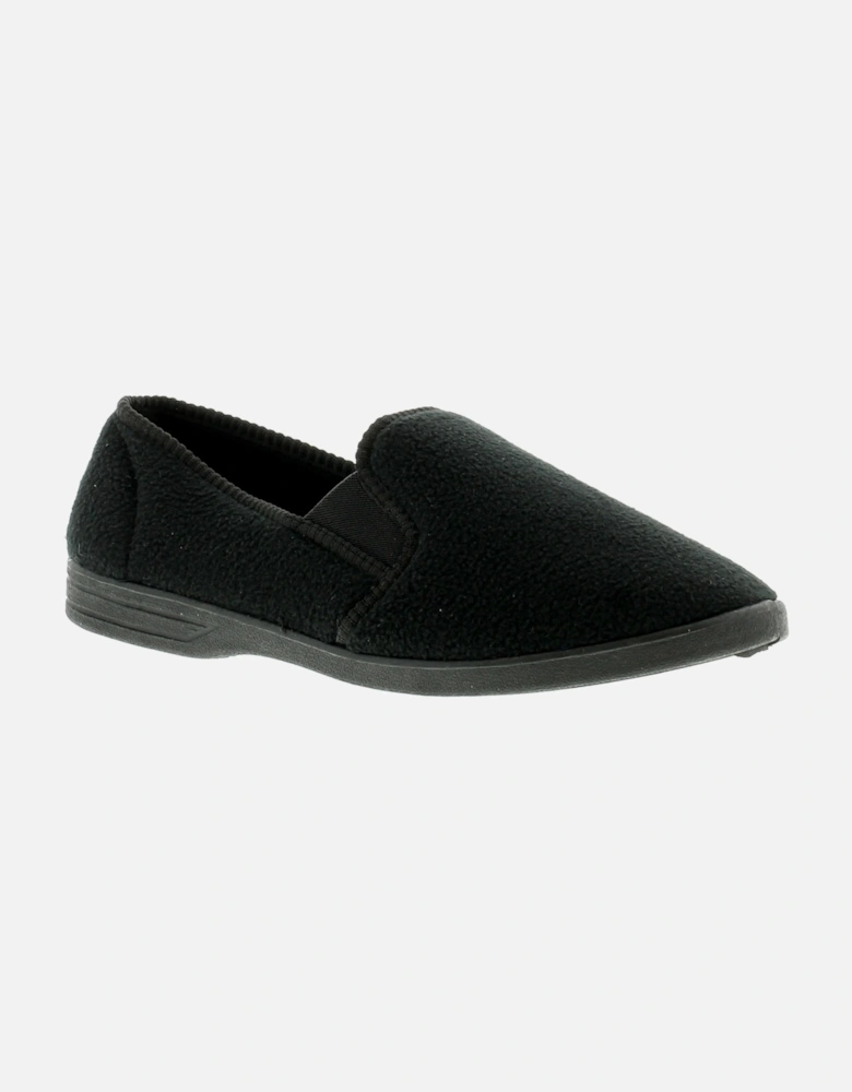 Mens Slippers Fleece Upper Lynx Slip On black UK Size