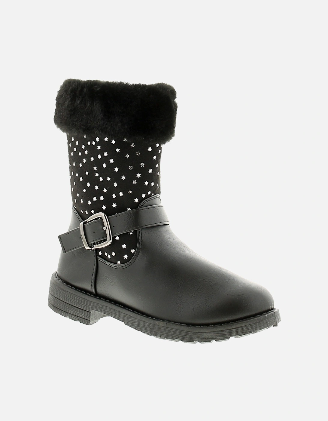 Girl's Miss Riot Girls Boots Knee High Long Miss Charlie Zip black UK Size - Size: 2