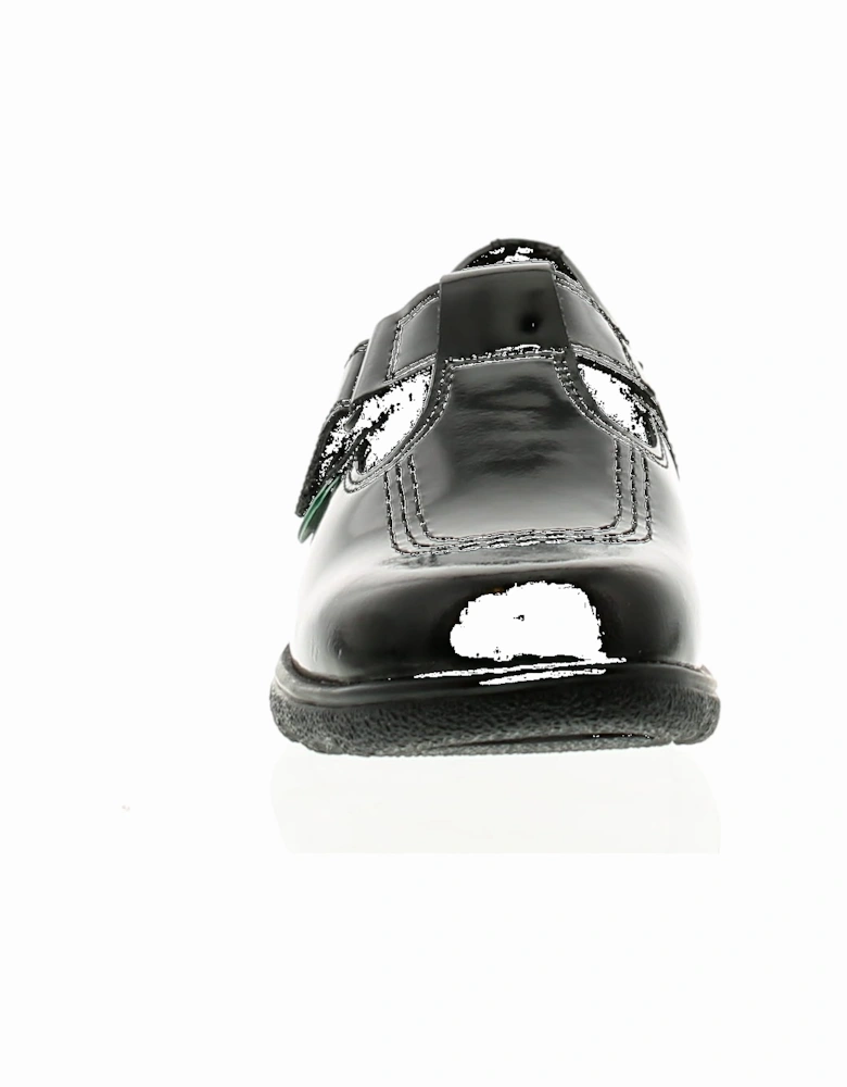 Girls School Shoes Fragma T Bar Leather black patent UK Size