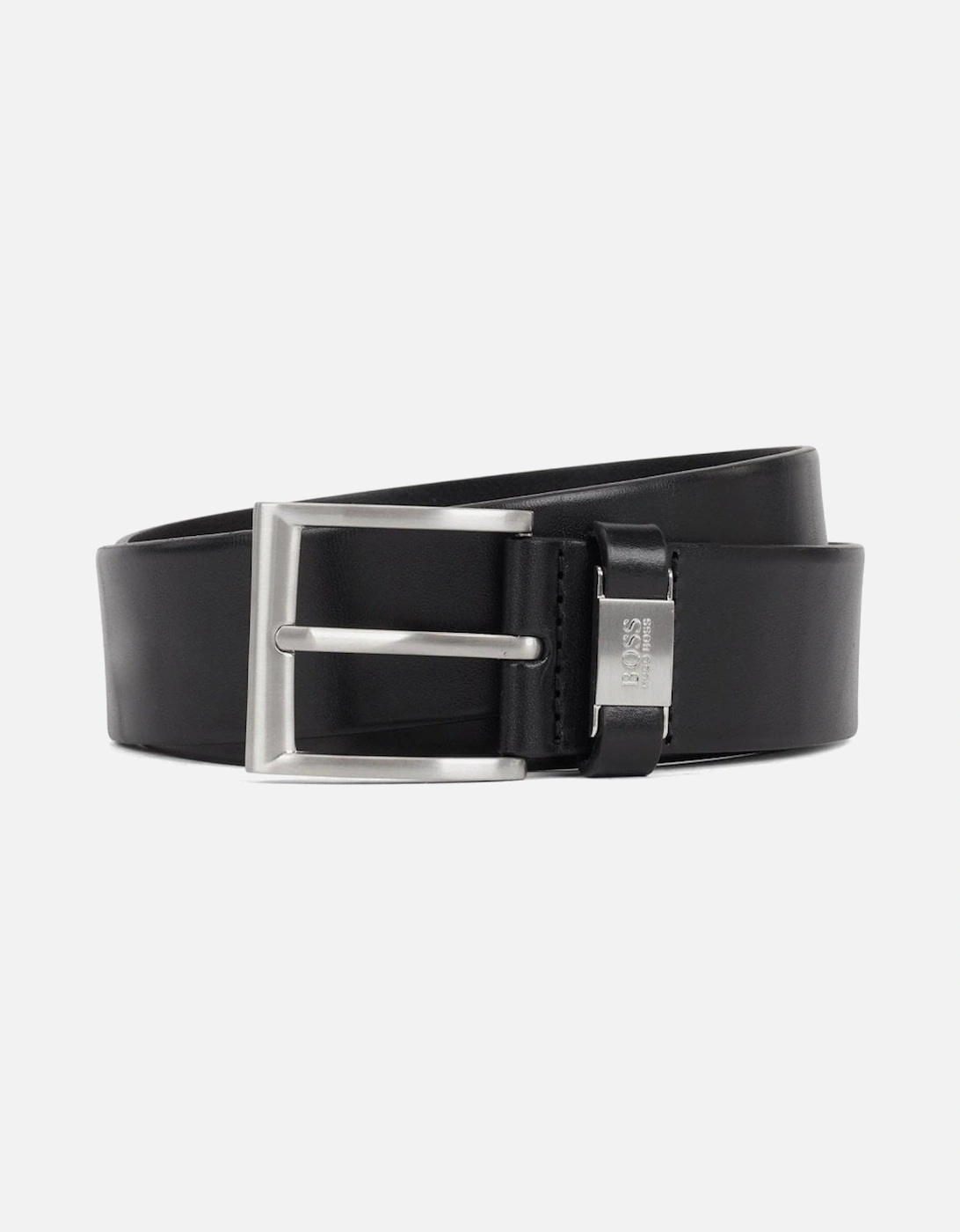 Men's Connio Black Leather Belt, 4 of 3
