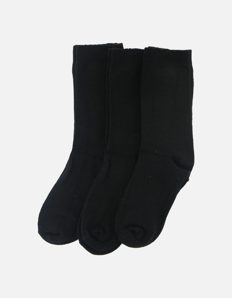 Childrens Cotton Leisure Socks 3Pk black UK Size