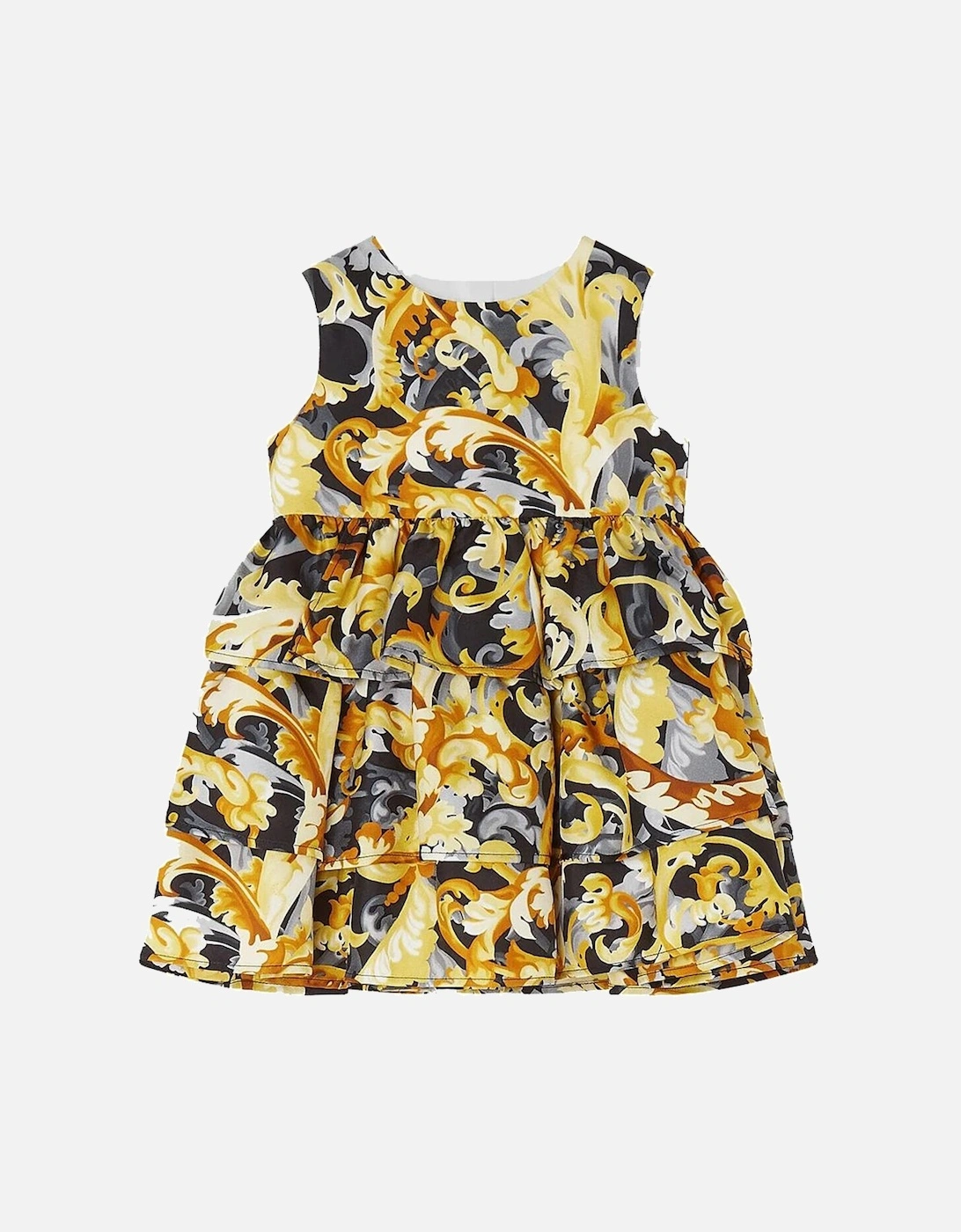 Baby Girls Twill Barocco Print Dress Gold, 4 of 3