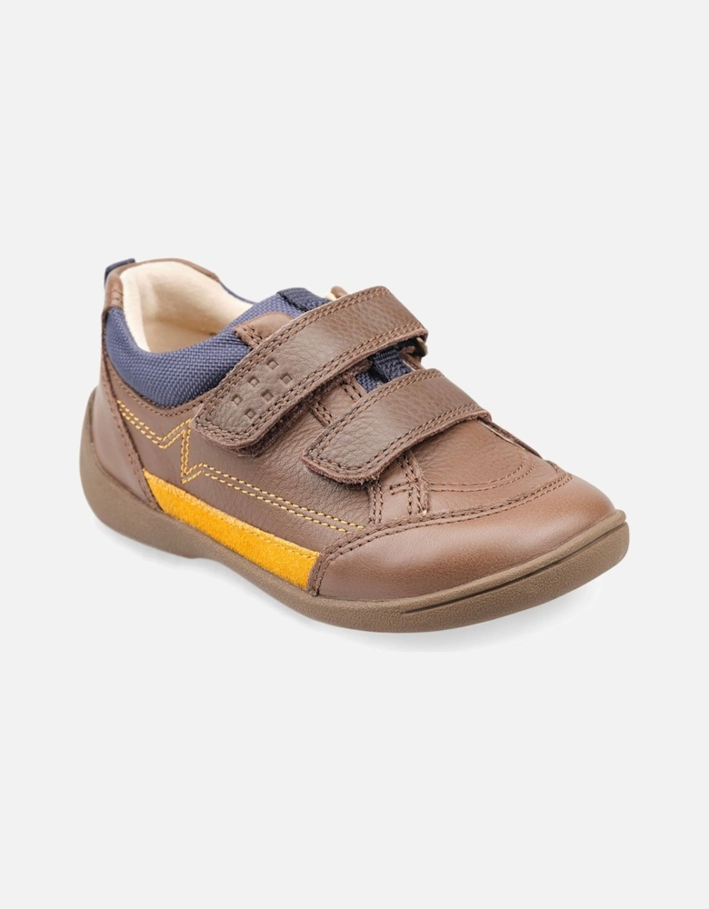 ZIGZAG BROWN LEA BOY'S SHOE