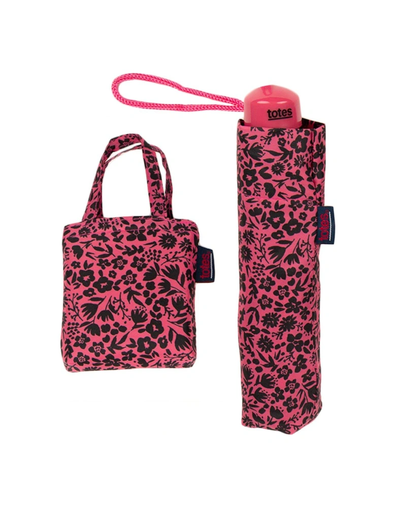 Supermini Ditsy Pink Umbrella & Matching Bag In Bag Shopper