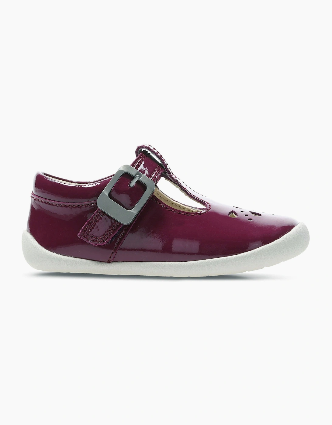 Clarks Girl's CLA Roamer Star T - Plum Patent - Size: S 3/e