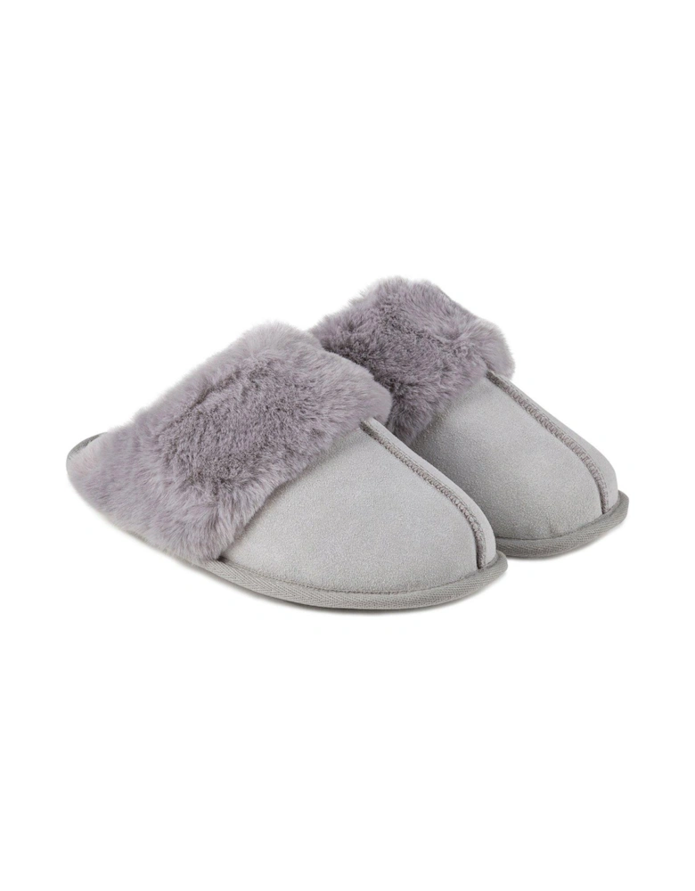 Isotoner Real Suede Mule Slipper - Grey