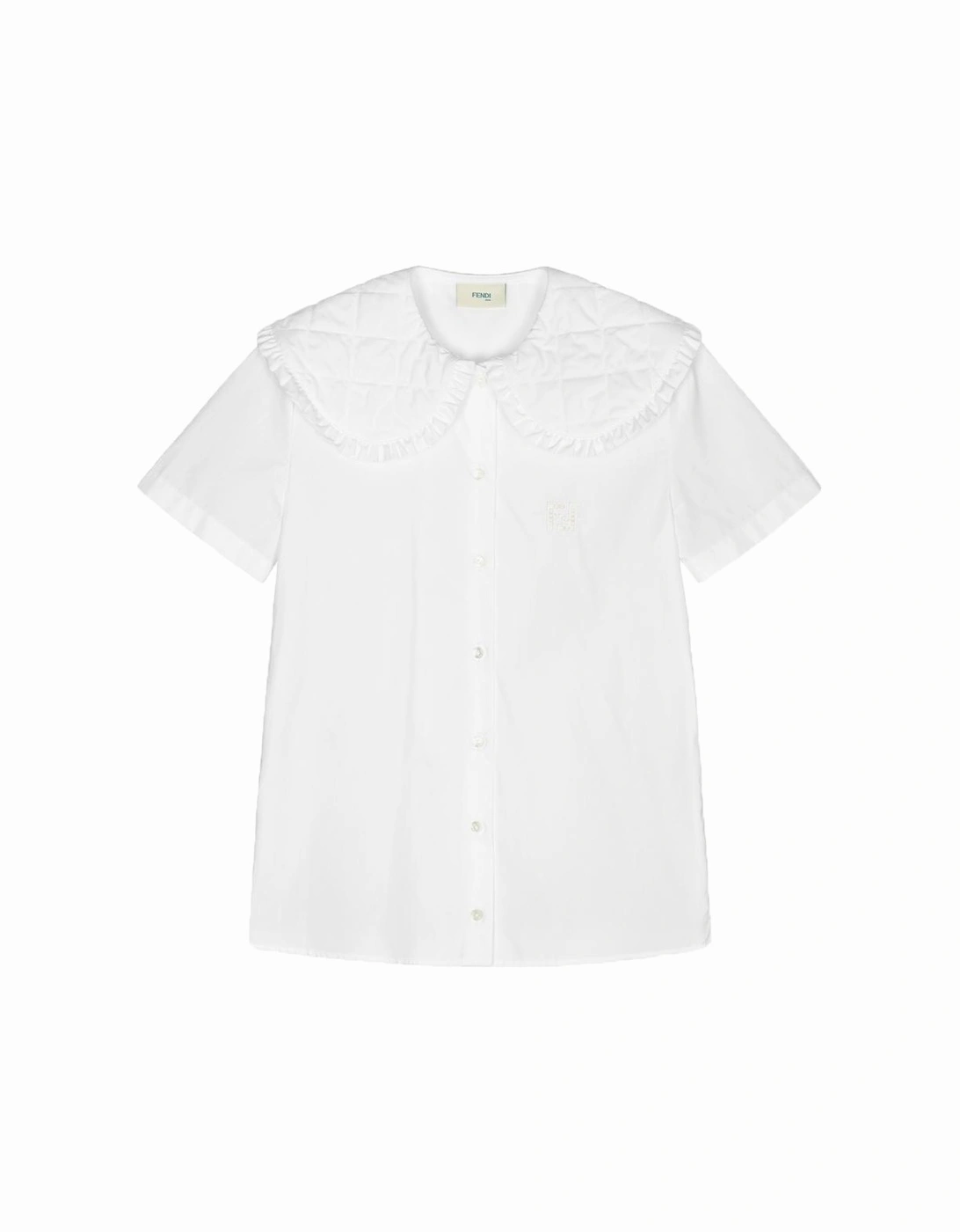 Girls Cotton Poplin Logo Blouse White, 3 of 2