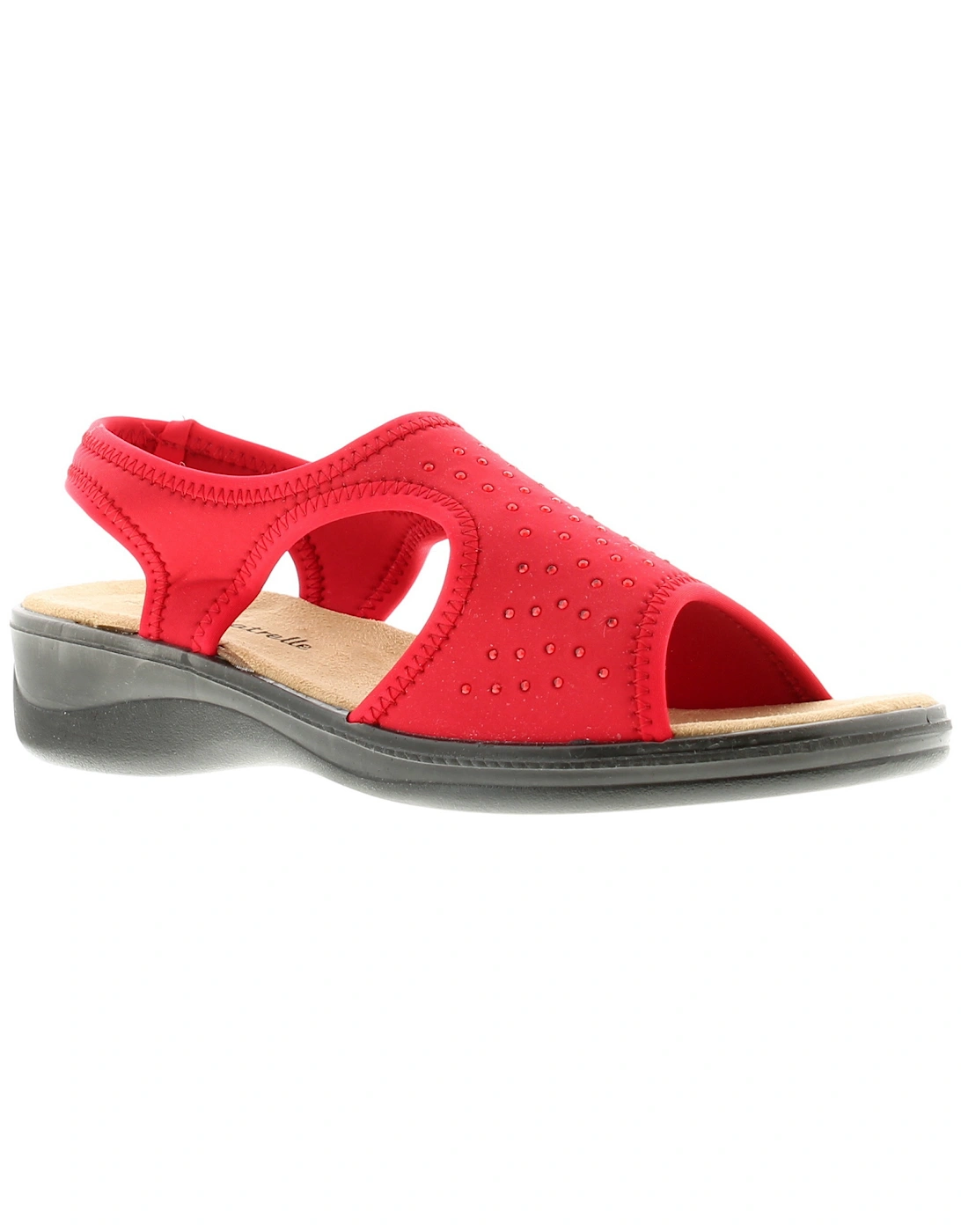 Womens Wedge Sandals Sophia Pull On red UK Size, 6 of 5