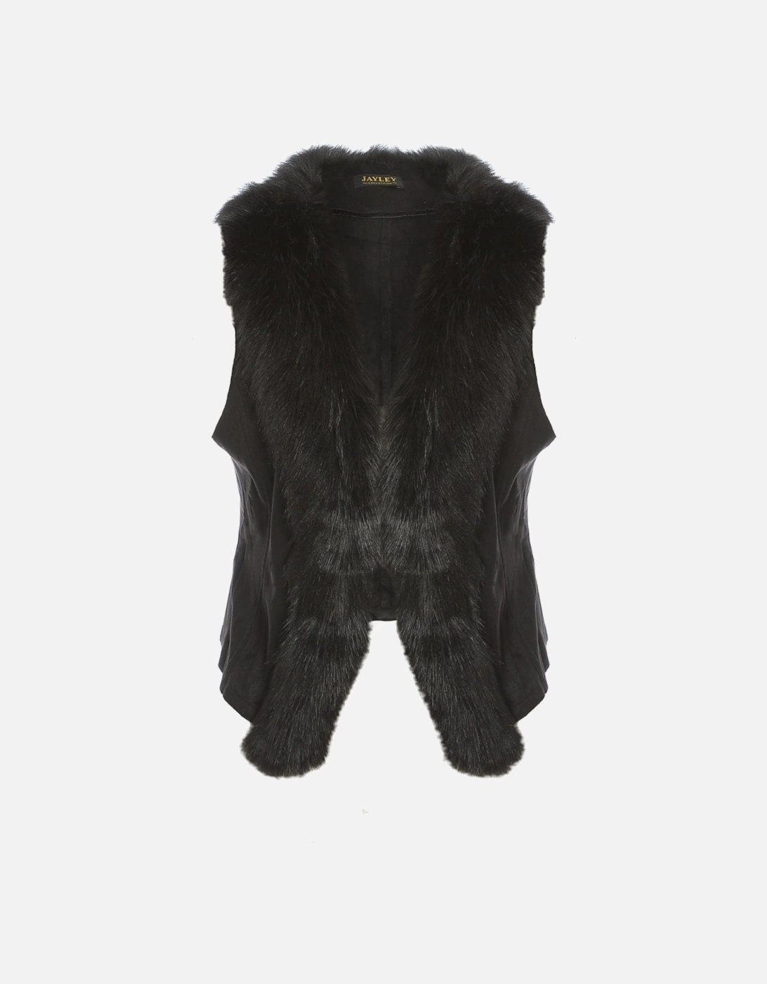Black Faux Suede Gilet with Faux Fur Collar, 5 of 4