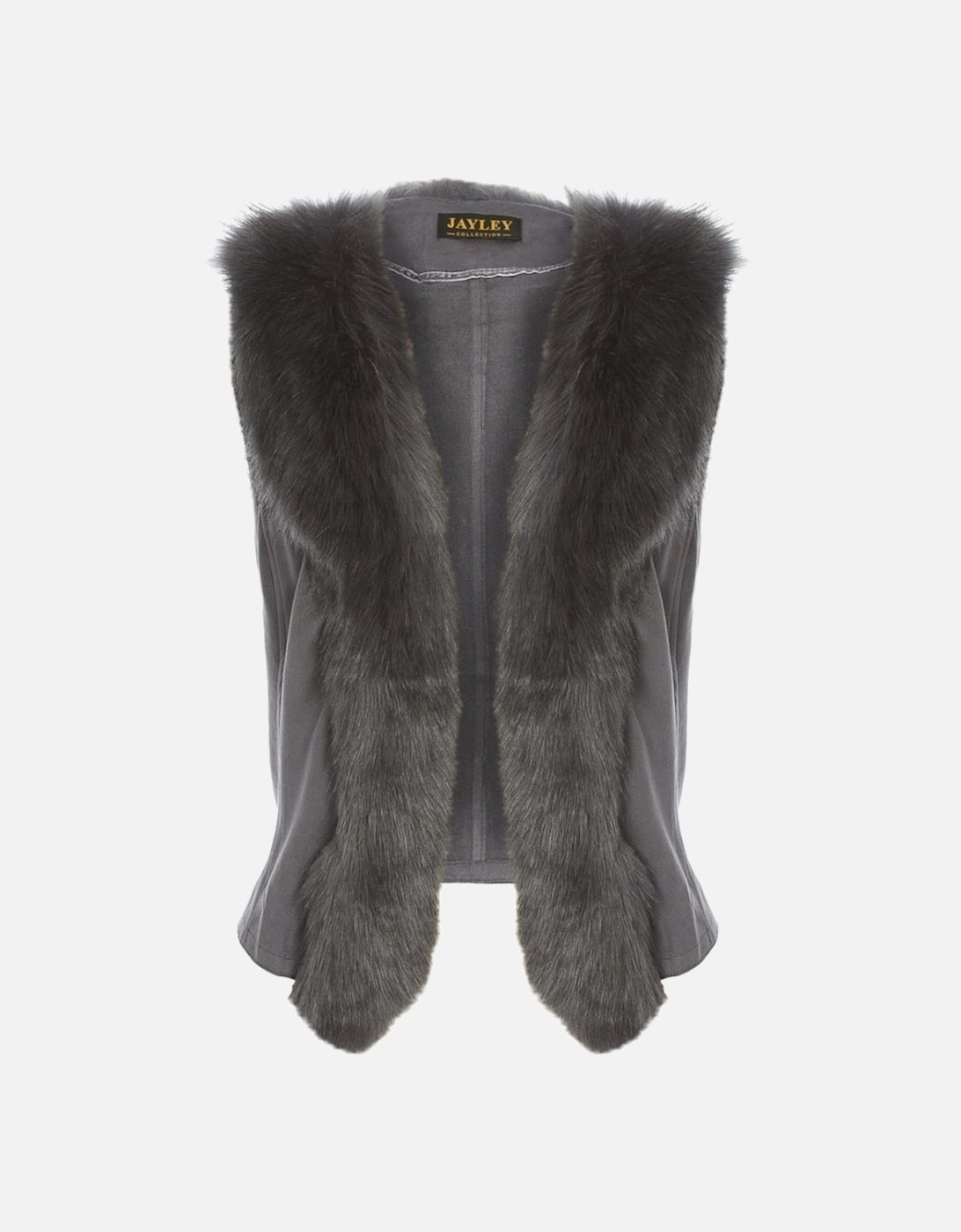 Grey Faux Suede Gilet with Faux Fur Collar, 5 of 4