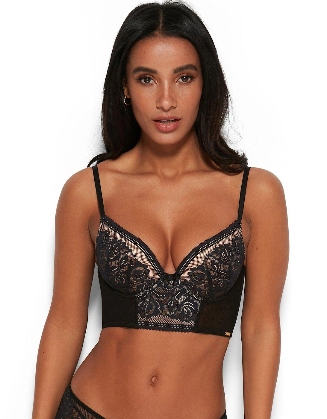 Encore Padded Longline Bra - Black/Nude, 3 of 2